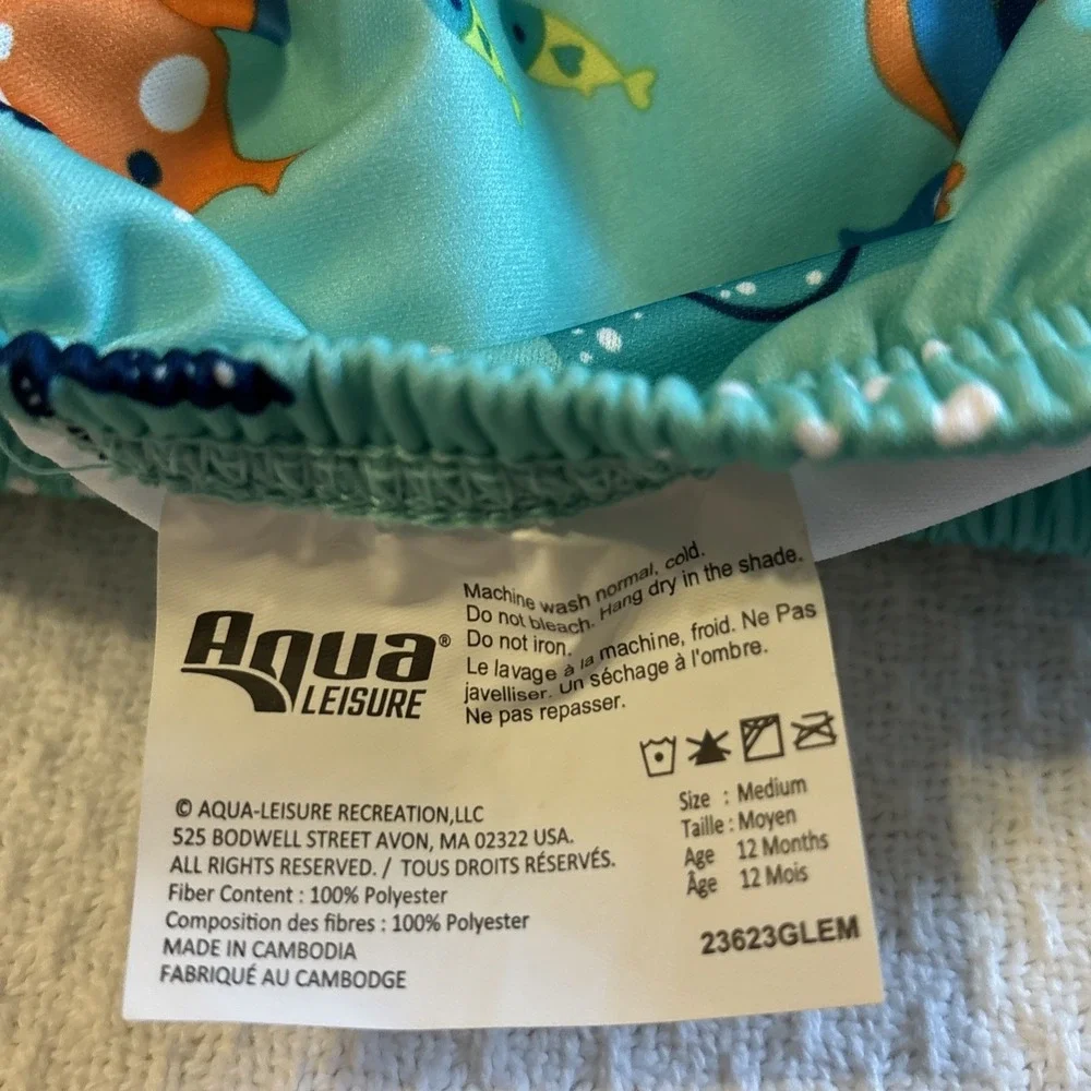 Aqua Swim school Reusable Swim Diaper 12M 18-22 lbs Fish Ocean‎ Print